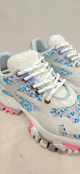 Sneaker multistrass Jewel bianca e celeste Joia Paris