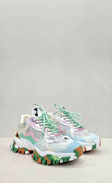 Sneaker Celebrity verde rosa e beige, multistrass Joia Paris