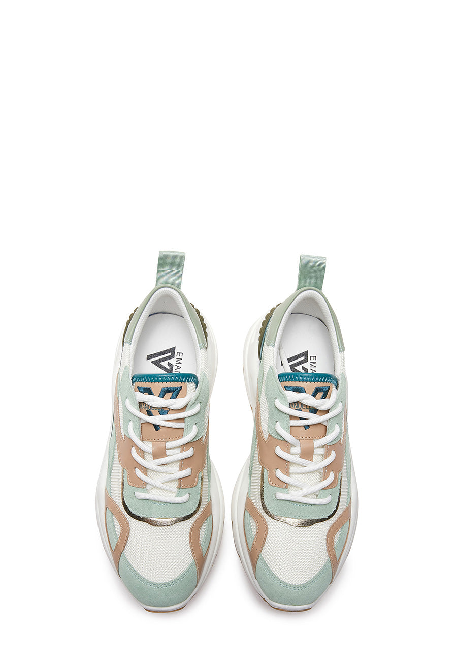 Sneaker beige e verde fondo running Emanuelle Vee