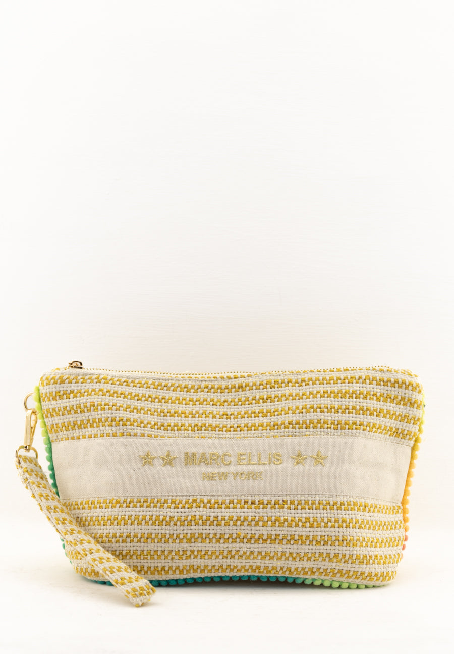 Pochette Cassy Indy 24 a righe ocra e panna Marc Ellis