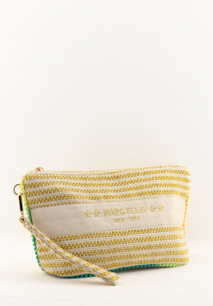 Pochette Cassy Indy 24 a righe ocra e panna Marc Ellis