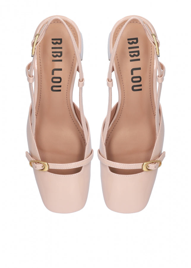 Scarpa con tacco lucida color nude Bibi Lou