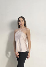 Top elegante rosa cipria con pizzo Imperial