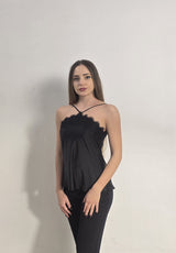 Top elegante nero con pizzo Imperial