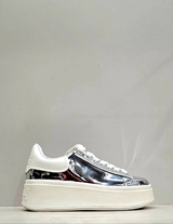 Sneaker Moby argento specchiato e retro bianco Ash