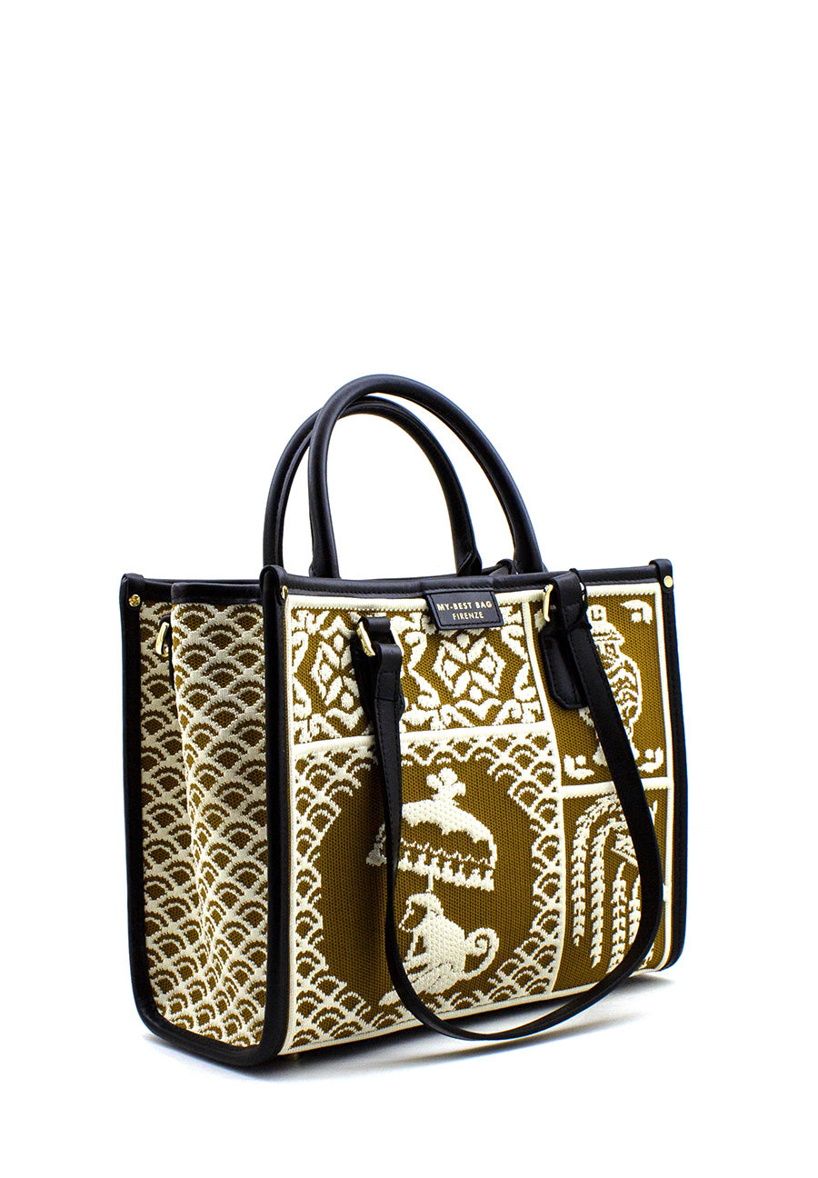 Shopper media Atena Willow in tessuto ocra My Best Bag