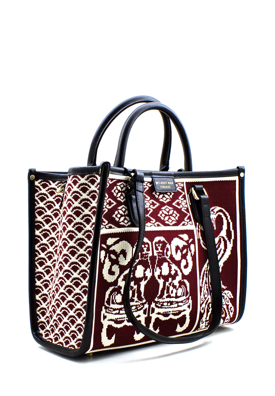 Shopper media Atena Willow in tessuto bordeaux My Best Bag