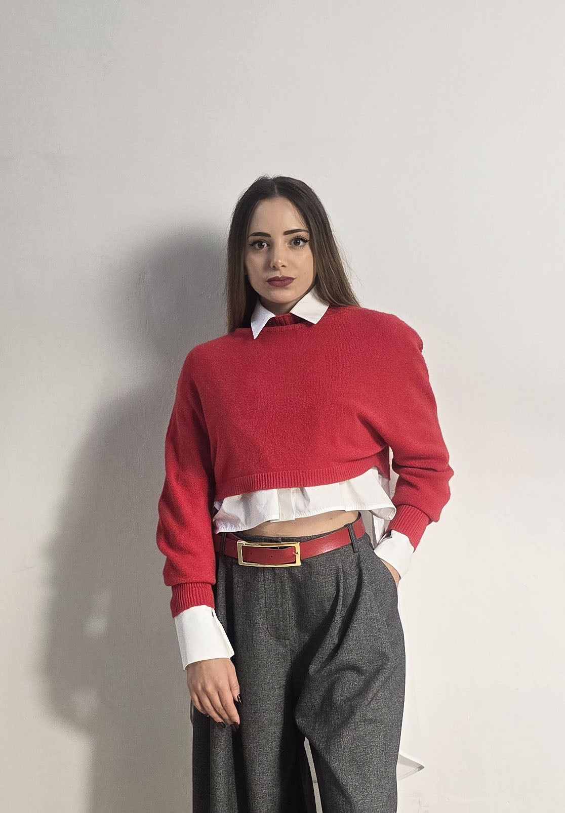 Maglione corto rosso collo alto Imperial