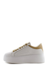 Sneaker bianca con retro e lacci beige Emanuelle Vee