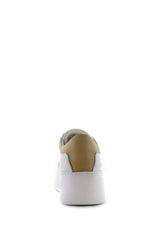 Sneaker bianca con retro e lacci beige Emanuelle Vee