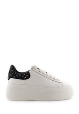 Sneaker Moby bianca retro nero con strass in tono Ash