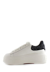 Sneaker Moby bianca retro nero con strass in tono Ash