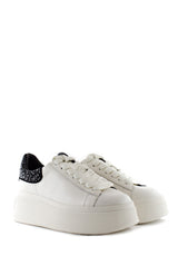 Sneaker Moby bianca retro nero con strass in tono Ash