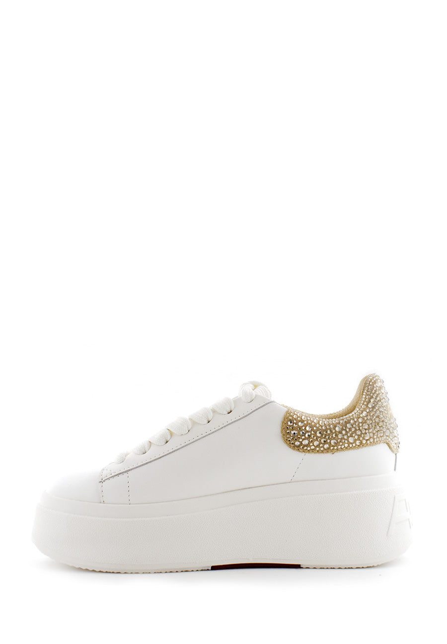 Sneaker Moby bianca retro beige con strass in tono Ash