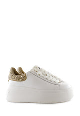 Sneaker Moby bianca retro beige con strass in tono Ash