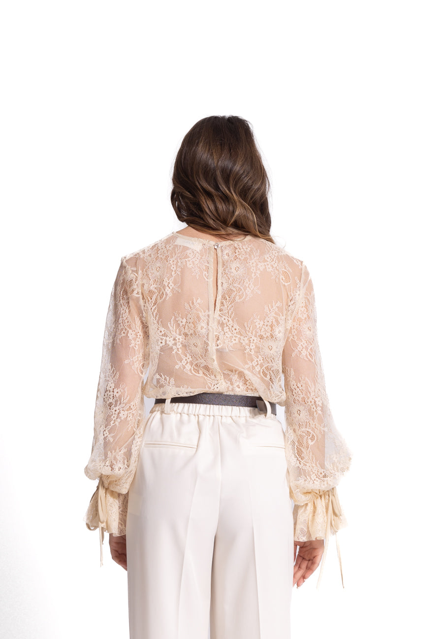 Camicia in pizzo beige Vicolo