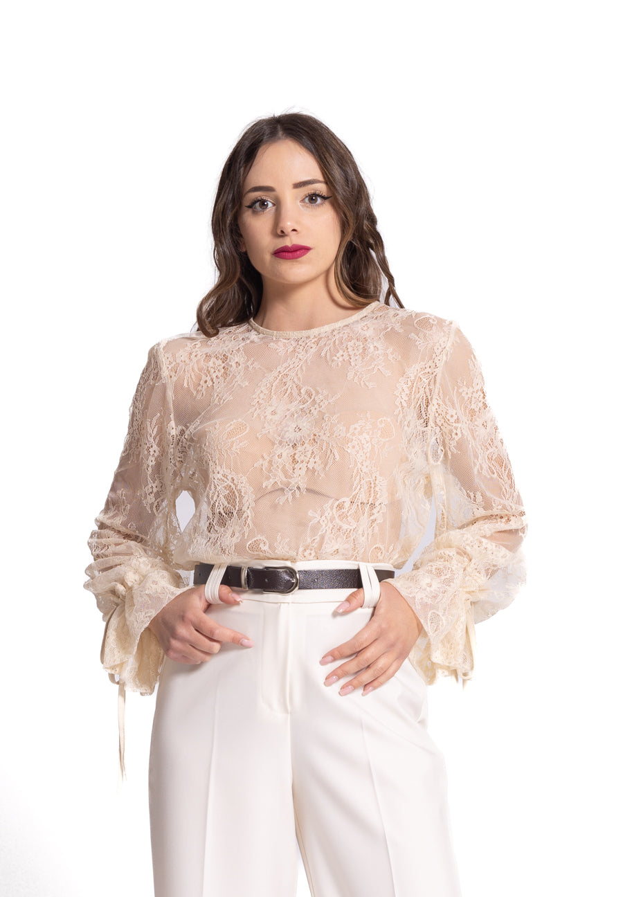 Camicia in pizzo beige Vicolo