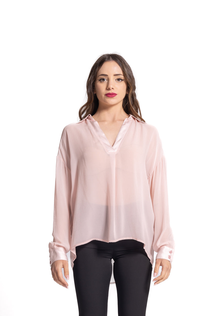 Blusa rosa con scollo a "V" HaveOne