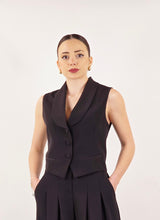 Gilet nero monopetto con revers Imperial