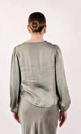 Blusa in satin verde salvia HaveOne