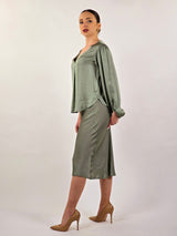 Blusa in satin verde salvia HaveOne