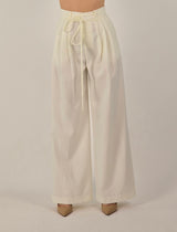 Pantalone bianco ampio con coulisse Eleh