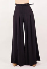 Pantalone palazzo nero con pences e cintina Imperial